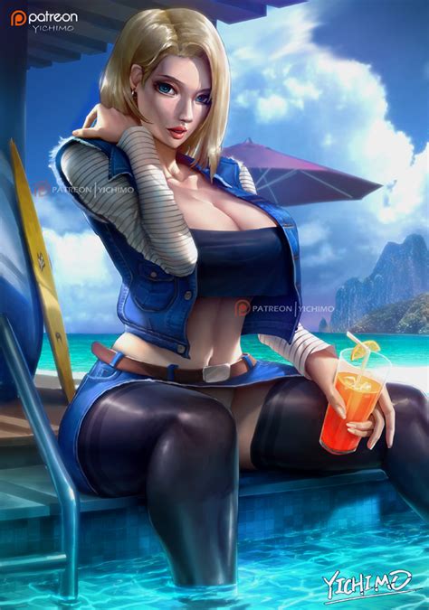 Rule 34 1girls Android 18 Big Breasts Blonde Hair Blue