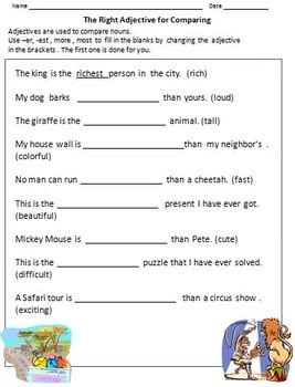 Here are some easy activites for practicing adjectives or doing a quick review. Adjectives Worksheets for Grade 1 & 2 by Rituparna Reddi | TpT