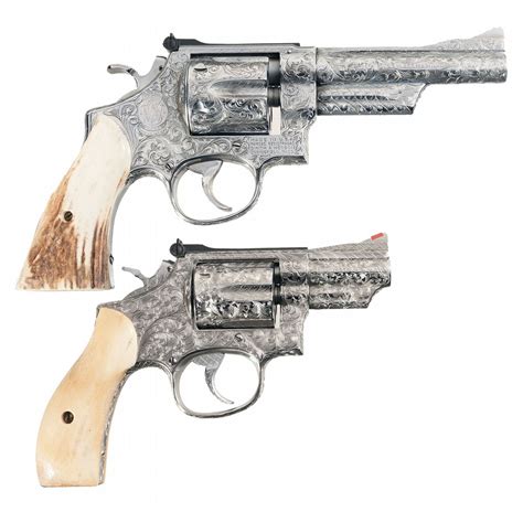 Two Engraved Smith And Wesson Double Action Revolvers