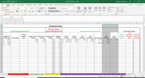 Example Of Payroll System In Excel Excel Templates