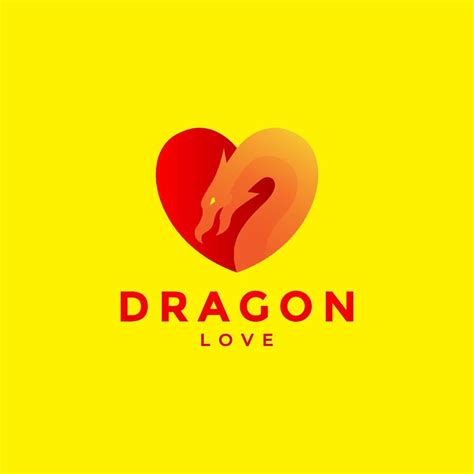 Abstract Dragon With Love Shape Logo Design Vector Graphic Symbol Icon
