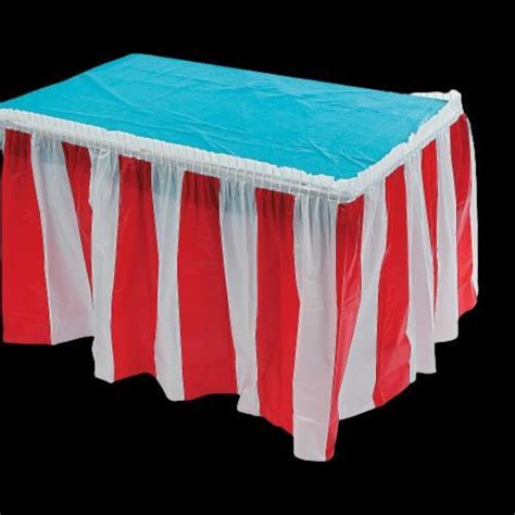 Red And White Striped Table Skirt