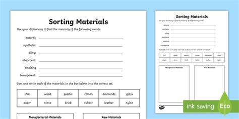 Sorting Materials Worksheet Teacher Made Primary Resource