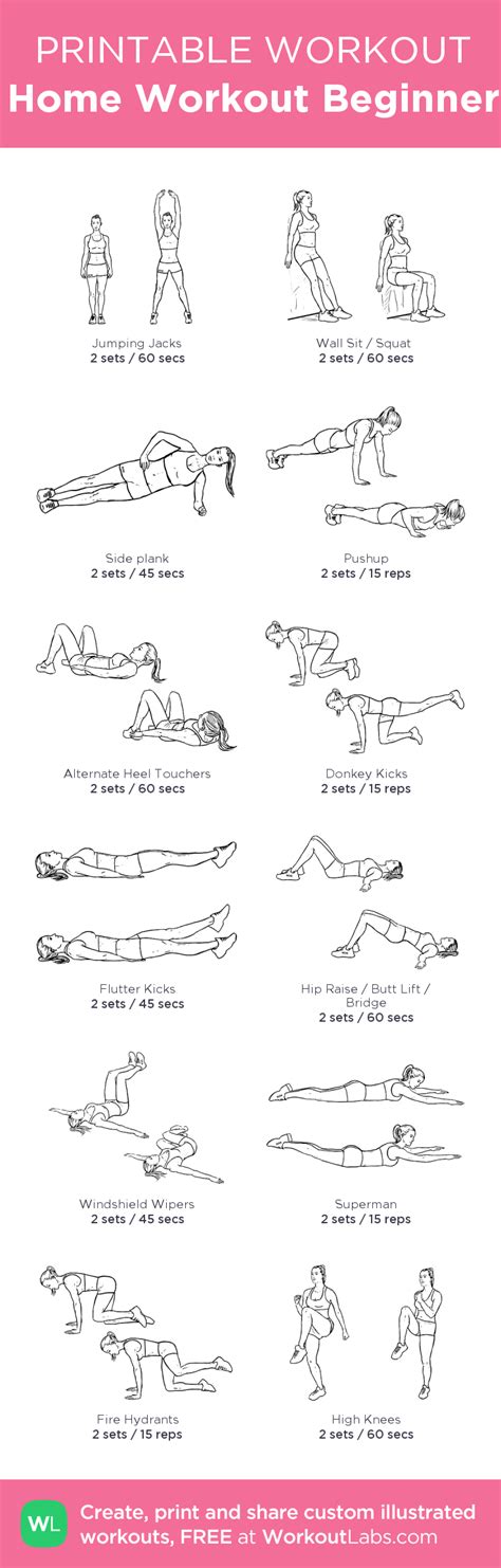Printable Exercises To Do At Home Exercise Poster