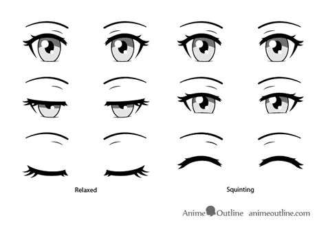 How To Draw Closed Closing And Squinted Anime Eyes Animeoutline