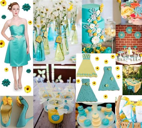 Turquoise And Yellow Wedding Inspiration Mood Board