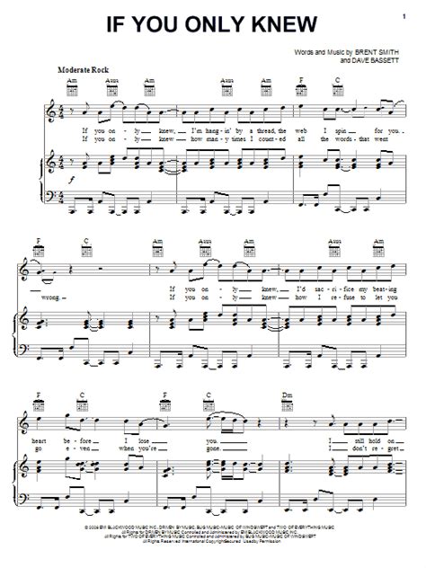 If You Only Knew Sheet Music Shinedown Piano Vocal And Guitar Chords