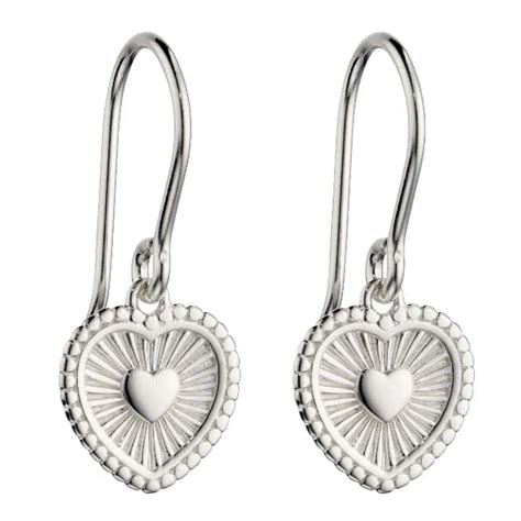 Silver Sunray Heart Drop Earrings Buy Online Silverado Jewellery