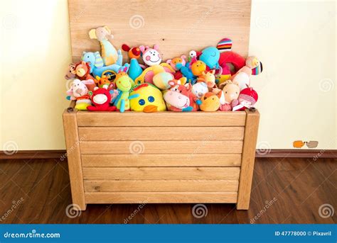 Toy Box Full Of Soft Toys Stock Photo 47778000