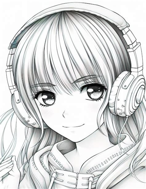 Chibi Girl With Headphones Drawing