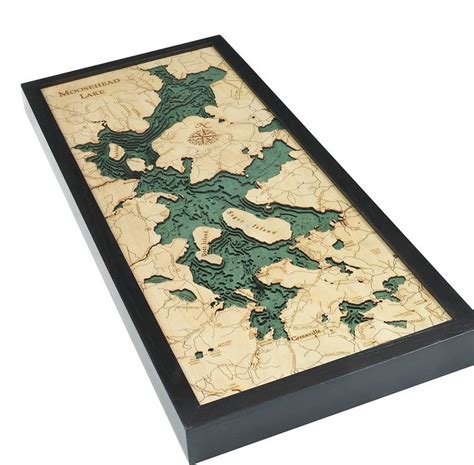 Moosehead Lake Wood Carved Topographic Depth Chart Map Etsy Lake