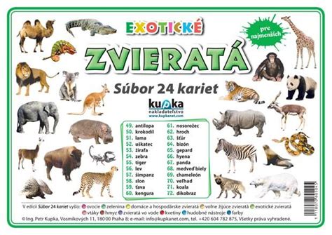 Súbor 24 Kariet Exotické Zvieratá