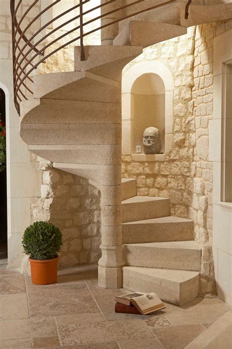 Spiral Staircase Stone Steps With Risers Traditional Occitanie