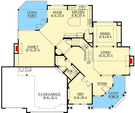 Craftsman Home Plan With Angled Entry And A Walkout Basement 23107jd