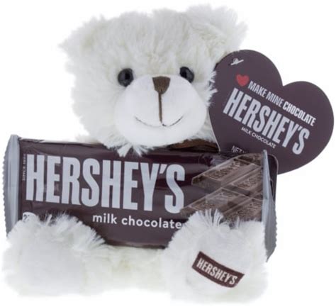 Hersheys Milk Chocolate Bar Valentine Candy With White Plush Bear 1