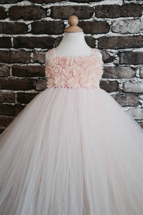 Blush Shabby Chic Rose Flower Girl Dress More Colors Available 2895739