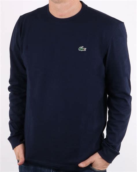 Lacoste Long Sleeve Core Logo T Shirt Navy 80s Casual