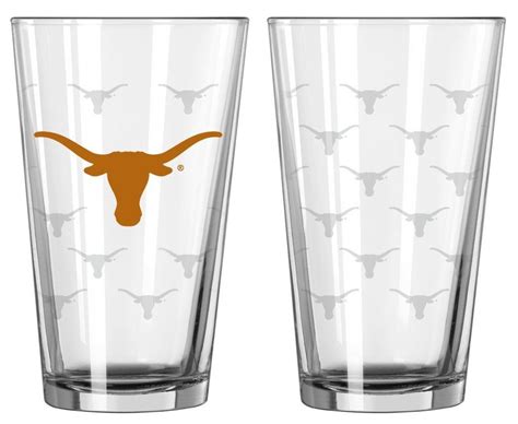 Texas Longhorns Glass Pint Satin Etch 2 Piece Set Pint Glass Set Glass Set Pint Glass