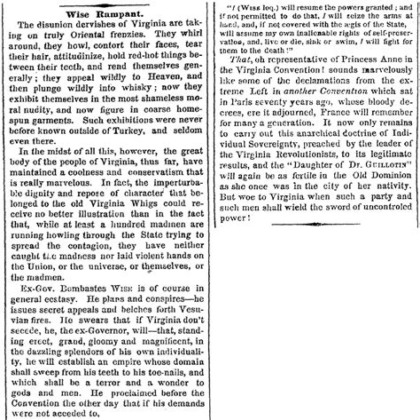 “wise Rampant” New York Times April 9 1861 House Divided