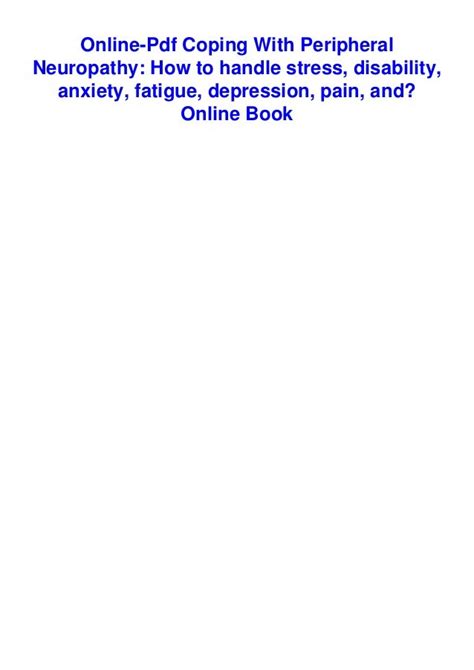 Online Pdf Coping With Peripheral Neuropathy How To Handle Stress