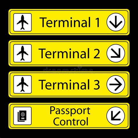 Set Of Airport Signs And Symbols On Blue Stock Vector Illustration Of