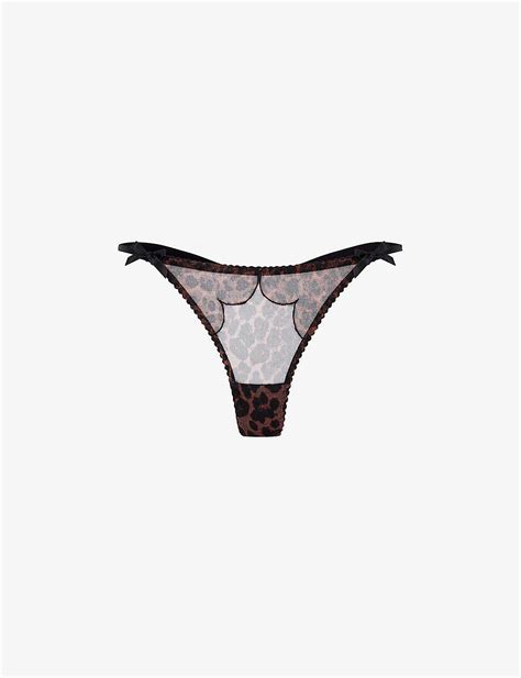 Agent Provocateur Lorna Leopard Print Mid Rise Stretch Mesh Thong