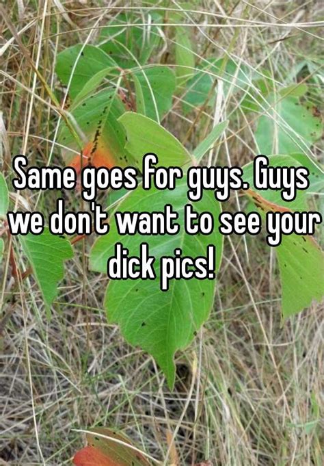 Same Goes For Guys Guys We Dont Want To See Your Dick Pics