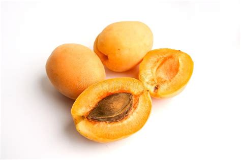 Isolated Apricots Fresh Whole Apricot Fruit With Leaf And Half