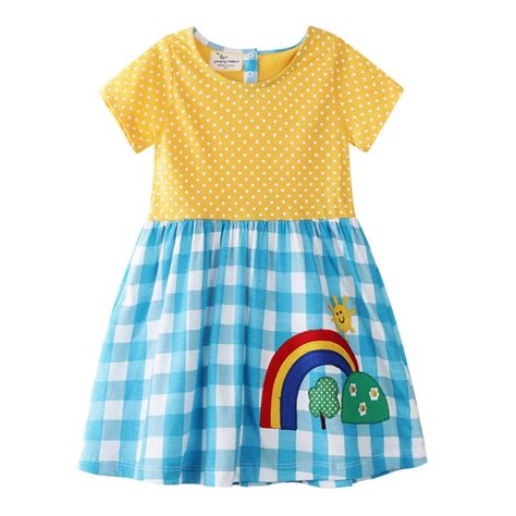 Jumping Meters Cotton Princess Dresses Baby Rainbow Clothing Summer