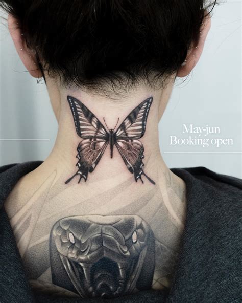 Aggregate More Than 77 Blue Butterfly Neck Tattoo Latest Incdgdbentre
