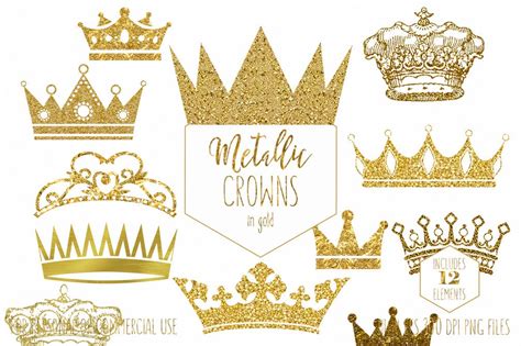 Gold Crown Clipart Commercial Use Clip Art Antique Vintage Crowns