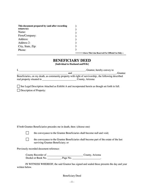 Arizona Beneficiary Deed Form Pdf Fill Out And Sign Printable Pdf