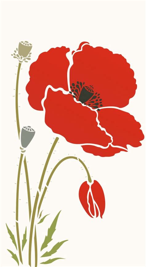 Giant Poppy Flower Stencil 1 Henny Donovan Motif