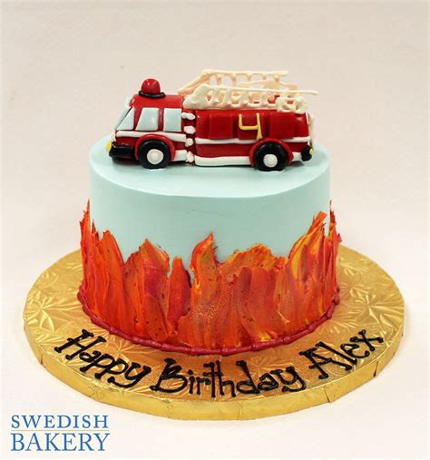 Fire Engine Fondant Topper Firefighter Birthday Cakes Fire Cake