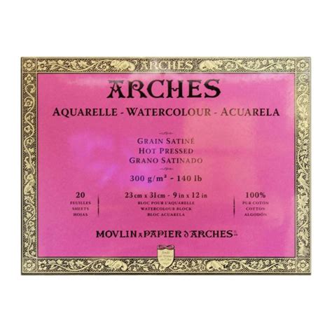 Aquarelle Arches Watercolour Block Hot Pressed 20 Sheets 23x31cm