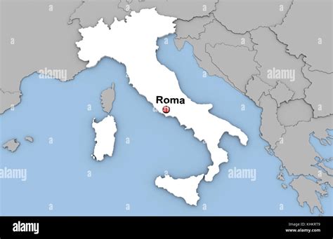 3d Render Abstracto Del Mapa De Italia Resaltada En Color Blanco Y La