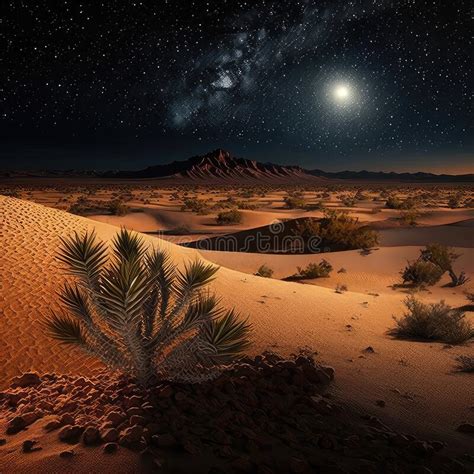 Desert Starry Night Fictional Desert Landscapes Created In High