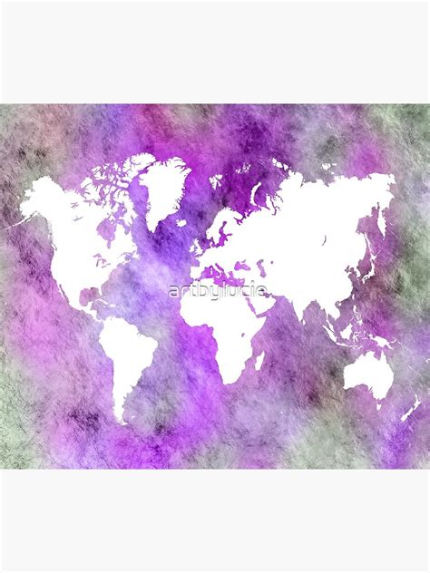 Design 61 Purple World Map Poster By Artbylucie Redbubble