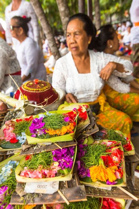 People During Melasti Ritual One Of The Most Important Rituals Of