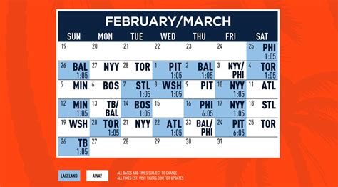 Tigers Announce 2023 Spring Training Schedule With Road Trips All