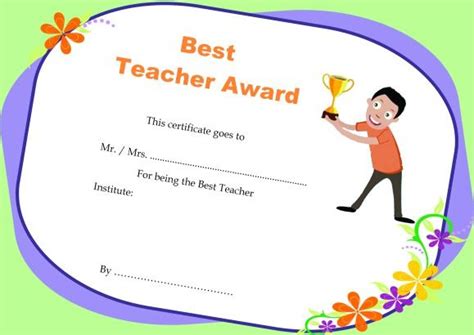 Teacher Of The Month Certificate Template Templates Example Throughout