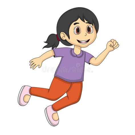 Little Girl Cartoon Running Stock Vector Illustration Of Happy Human