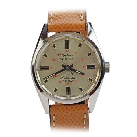 Pocket watches with swiss movement. Valgine Stainless Steel Sportman Incabloc Wristwatch For ...