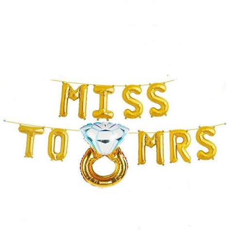 Miss To Mrs Gold Foil With Ring Balloon Set Banner Engagement Etsy