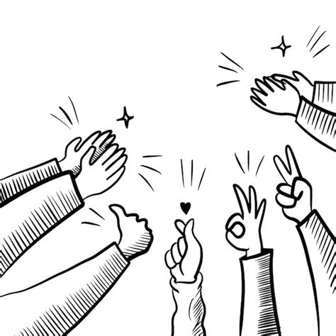 Premium Vector Hand Drawn Sketch Style Of Applause Thumbs Up Gesture
