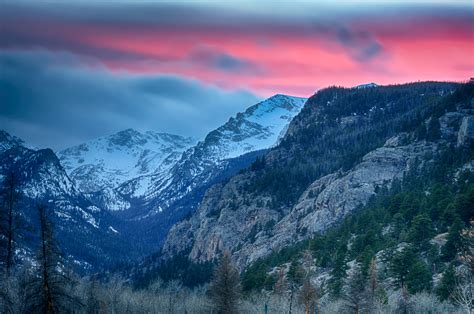 Snowy Rocky Mountain Sunset