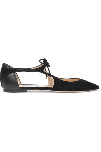 6 Stores In Stock Jimmy Choo Vanessa Flat Black Suede And Nappa Pointy