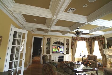 All the projects shown here in our gallery of box beam coffered ceiling pictures were custom designed and manufactured using our proprietary, patented ceiling system. Coffered Ceiling Molding - Design Build Planners