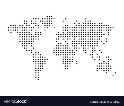 World Map Drawn With Dots Simple Black Royalty Free Vector