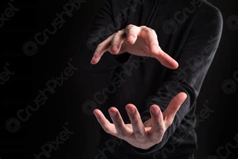 Man Holding His Hands And Showing Something Stock Photo Crushpixel